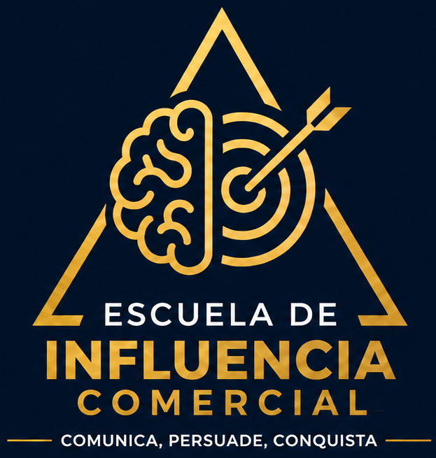 logotipo de escuela de ventas  e influencia comercial